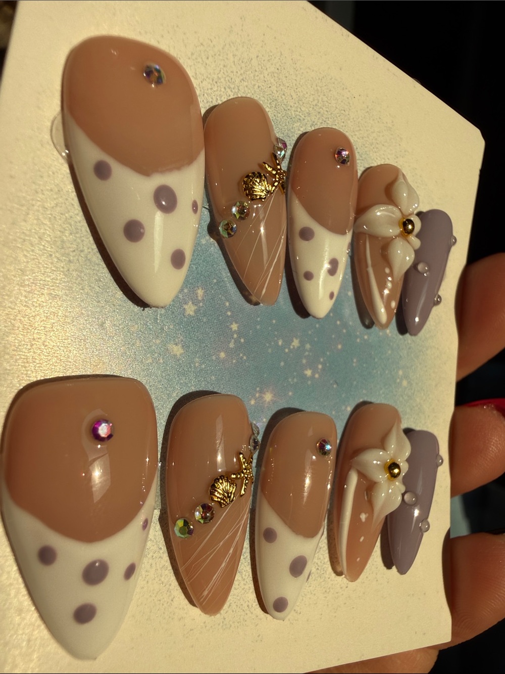 Neutral Pink & Lavender Floral Press-On Nail Set by - Picture 2 of 3